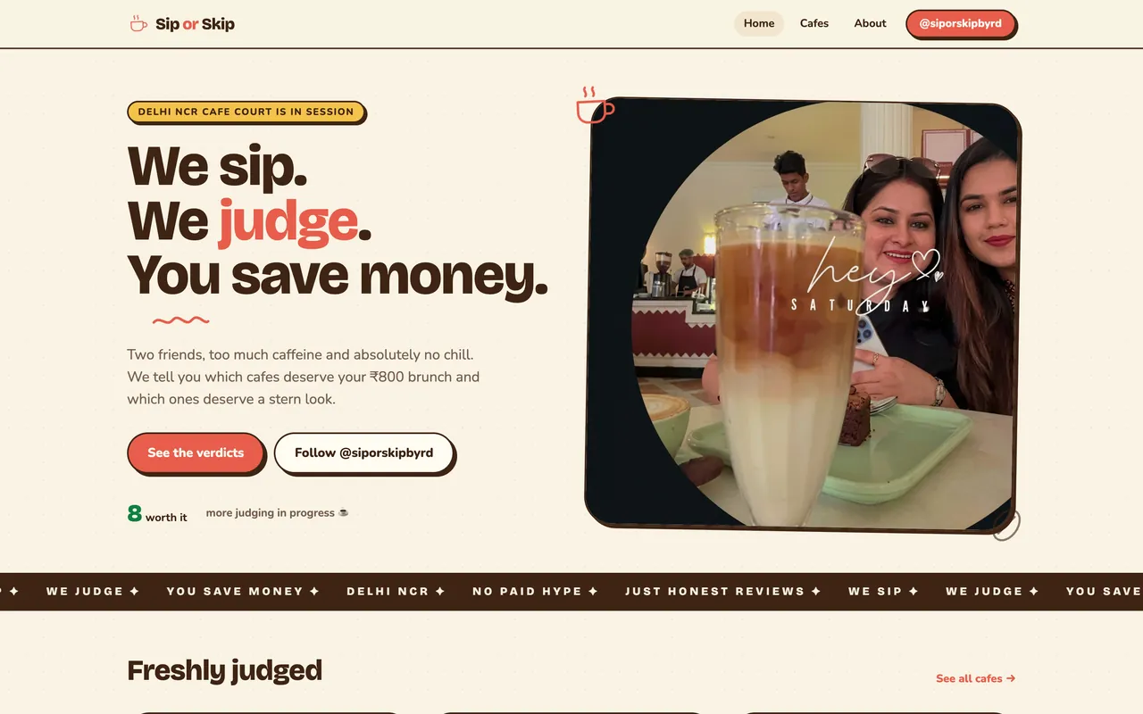 Sip or Skip website
