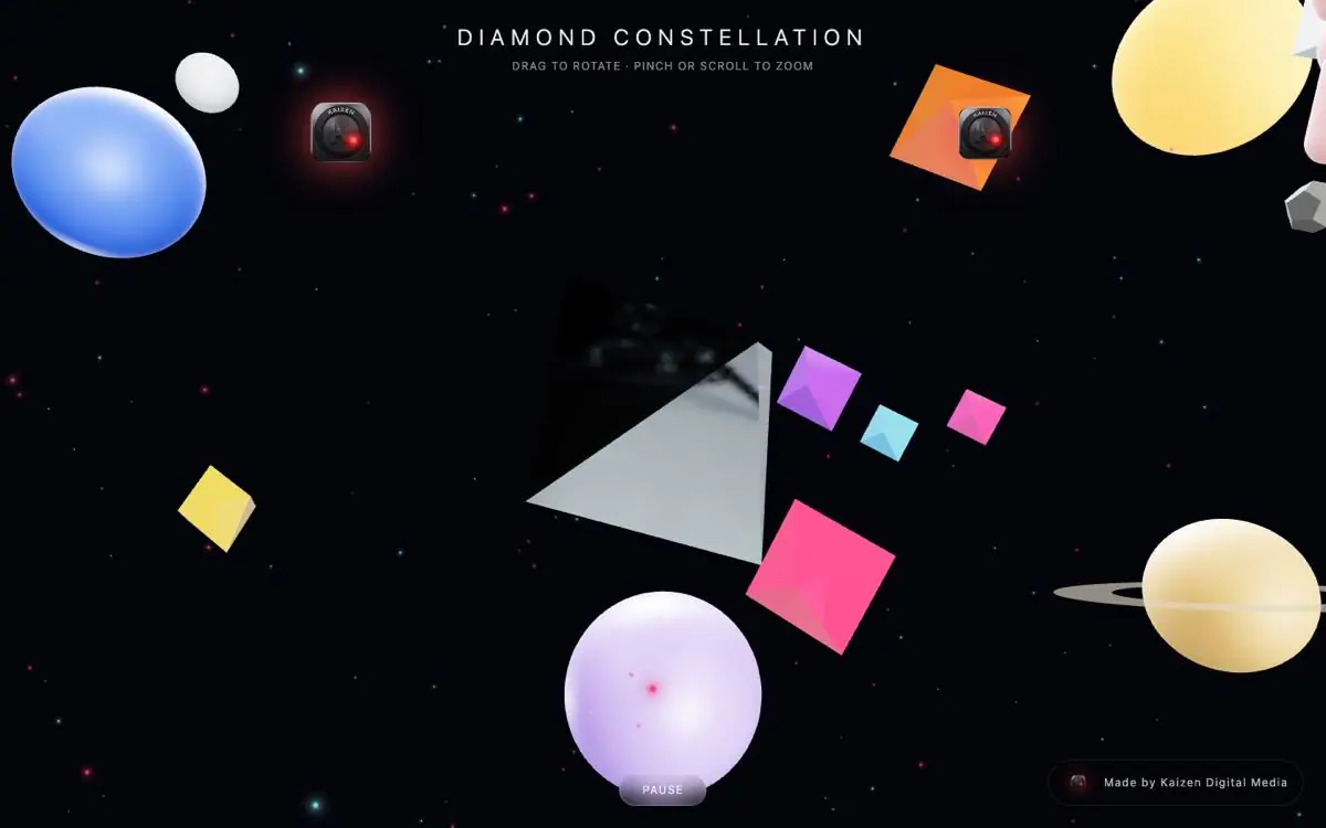 Diamond Constellation — interactive WebGL experiment
