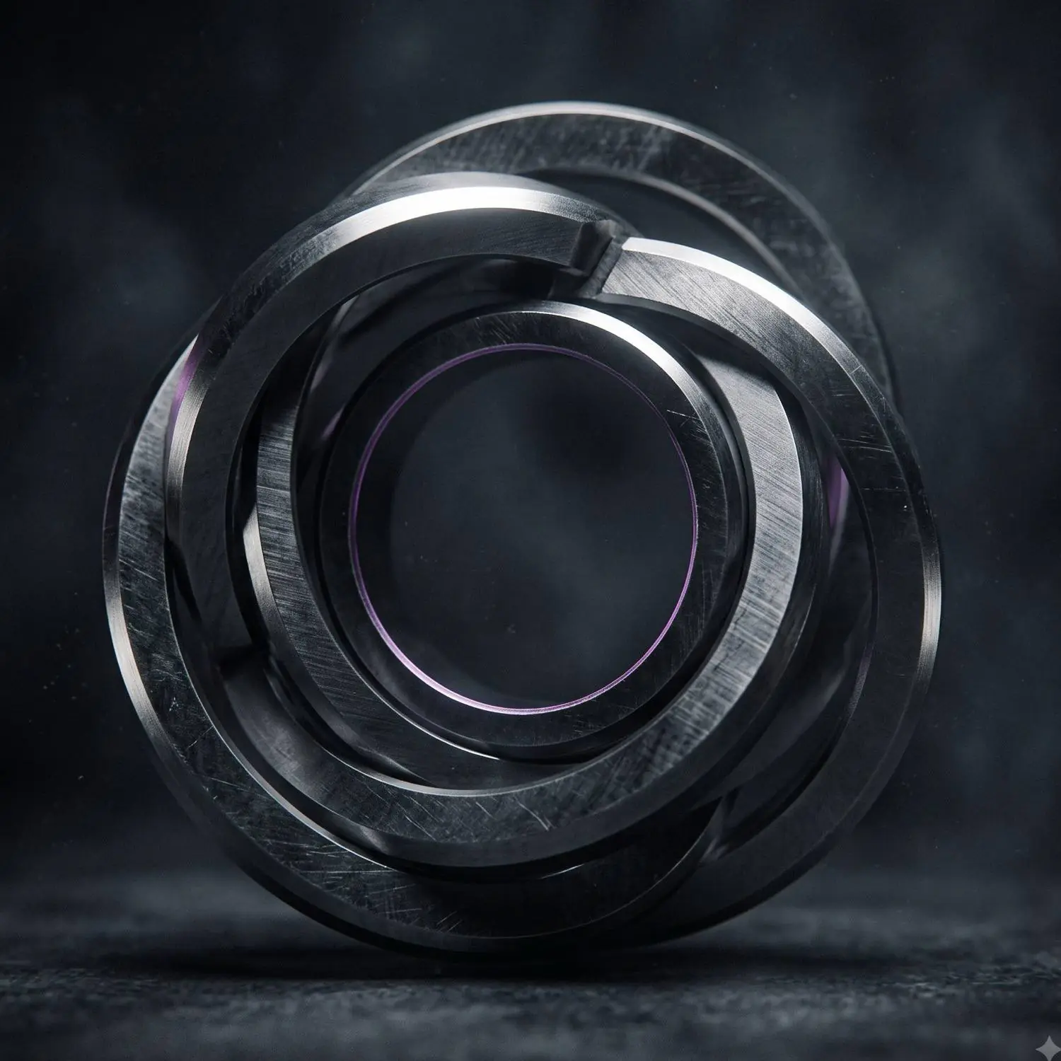 Three interlocking machined steel rings