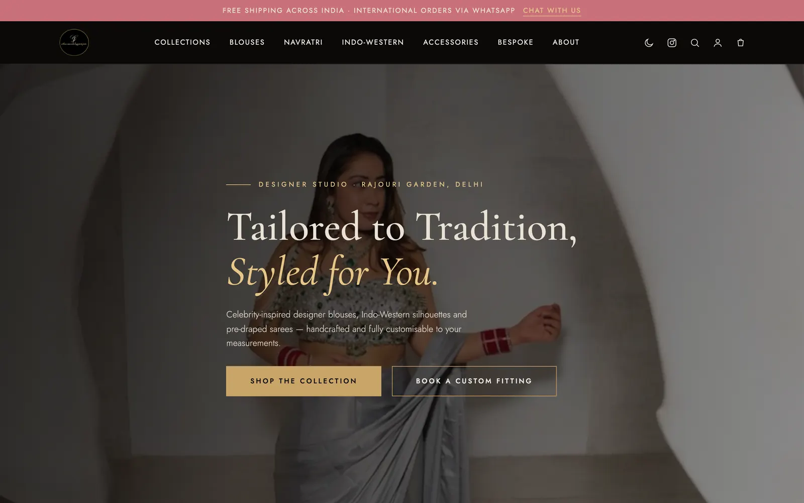 Ethnic Moodz by Gunjan homepage, first screen