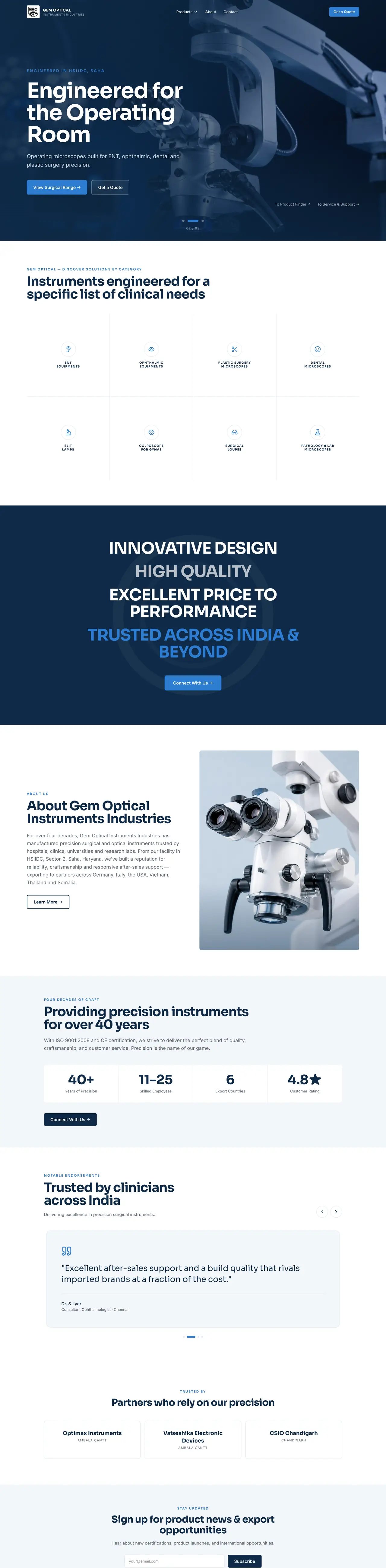 Gem Optical — the full homepage
