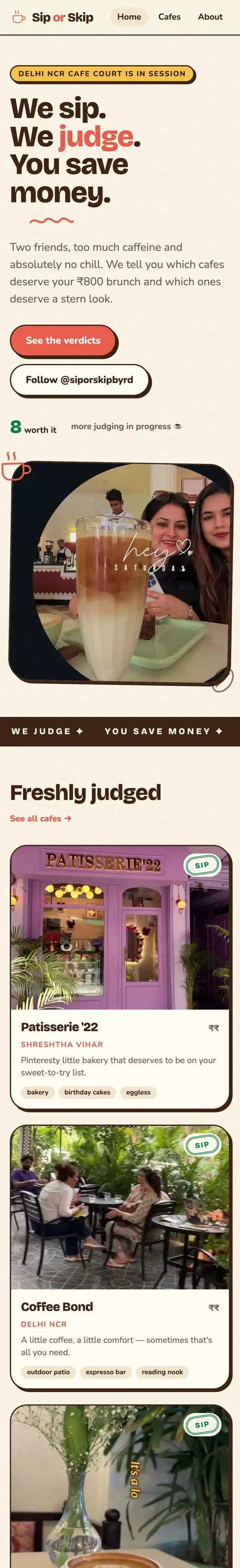 Sip or Skip on a phone